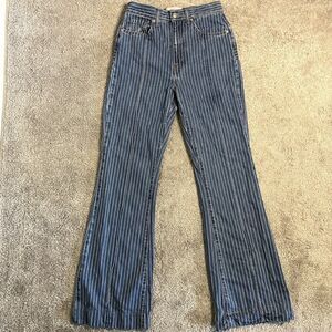 Revice Womens Striped Flare High Waisted Jeans Size 28 Hippie Bellbottom Retro